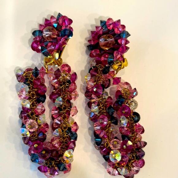 Earrings-AUSTRIAN CRYSTAL Vintage - Picture 1 of 3
